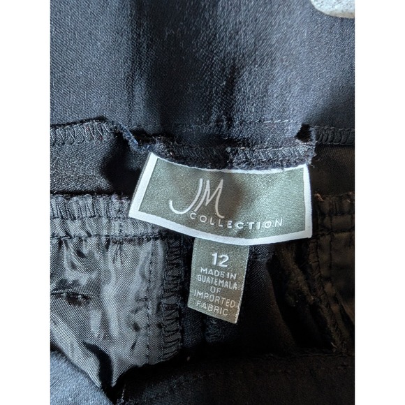 JM Collection Womens Black Cropped Trousers Gold Chain Hem Detail Size 12 - Picture 5 of 13